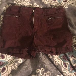 Red (fake denim) shorts